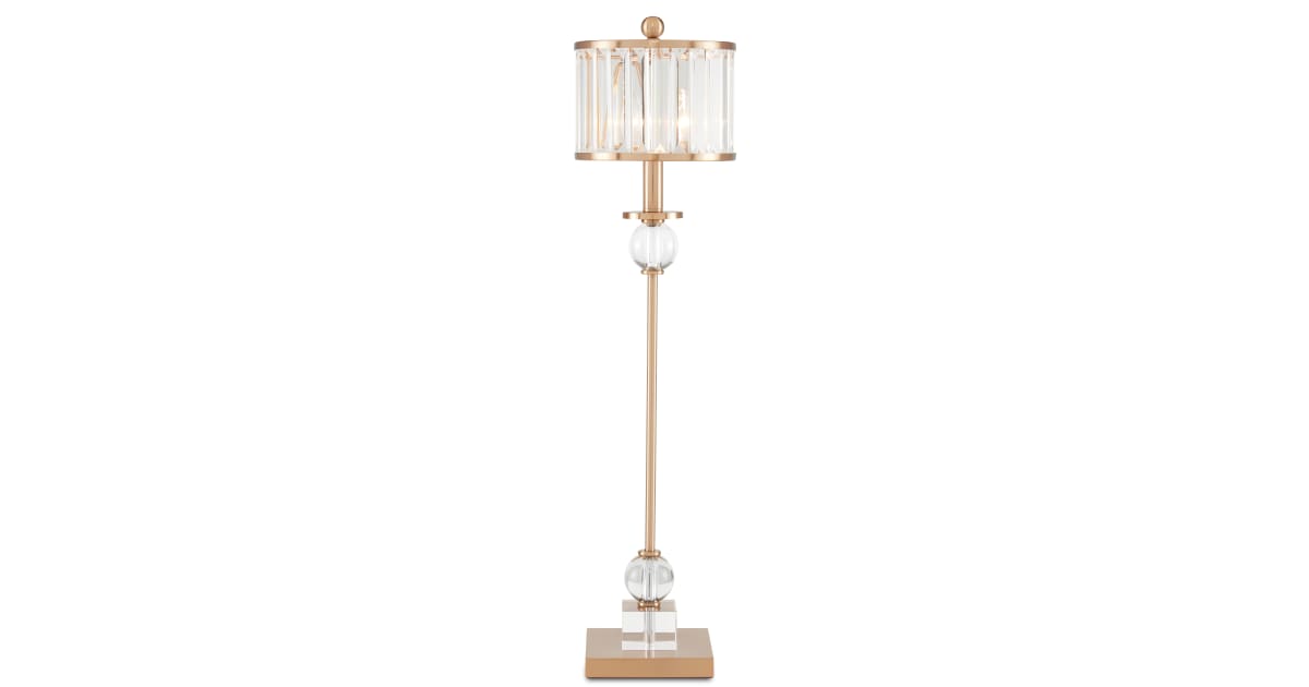 Parfait Table Lamp in Antique Brass With Crystal Prism Shade