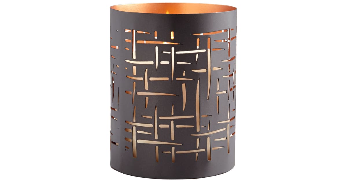 Cyan Design 08113 Weave 4 Inch Tall Iron and Candle Holder