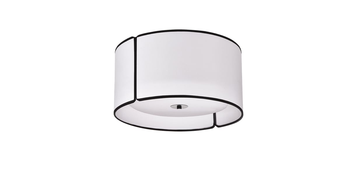 Dainolite NDR-153FH-BK-WH Notched Drum 3 Light 15" Wide Flush Mount ...