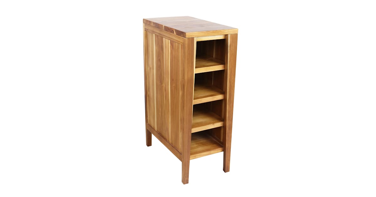 Cesto Portaoggetti In Legno Di Teak Massello Decoteak - Con Sacchetto Rimovibile, Marrone, 20x13x26 Cm