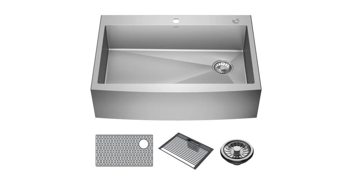 Delta 95J132-T33S-SS Lenta 33” Retrofit Farmhouse Apron Front 16