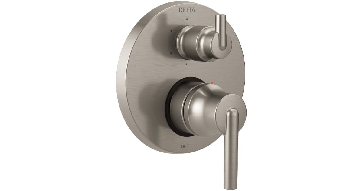 Delta Faucet T24859-SS, Stainless Trinsic Contemporary Monitor 14 Series  Valve Trim with 3-Setting Integrated Diverter 並行輸入品