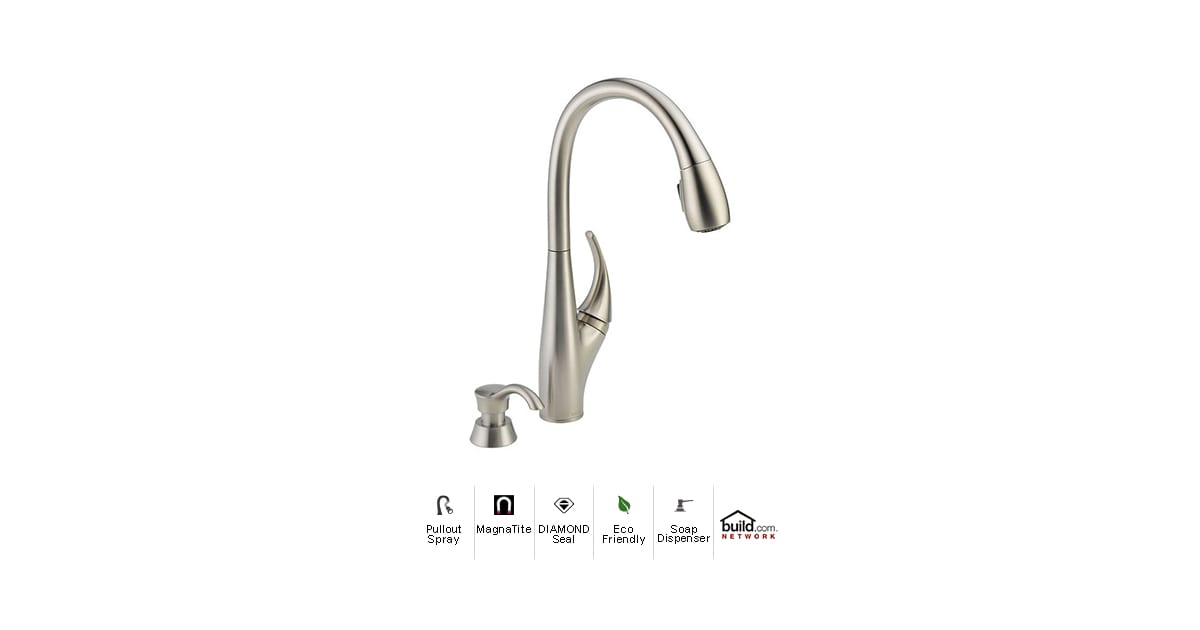Delta 19912-SSSD-DST DeLuca Pullout Spray Kitchen Faucet with MagnaTite ...