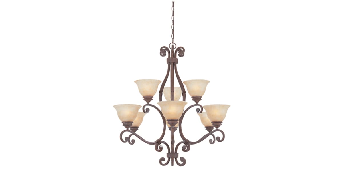 Designers Fountain 97789-WP Nine Light Up Lighting Two Tier Chandelier ...