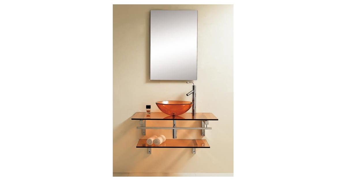 DreamLine GDLVG1002R Glass Vanity with Vessel Sink, Shelf