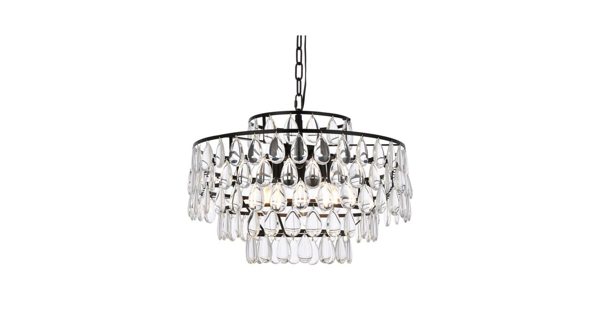 Elegant Lighting 1102D20BK Mila 5 Light 20" Wide Crystal