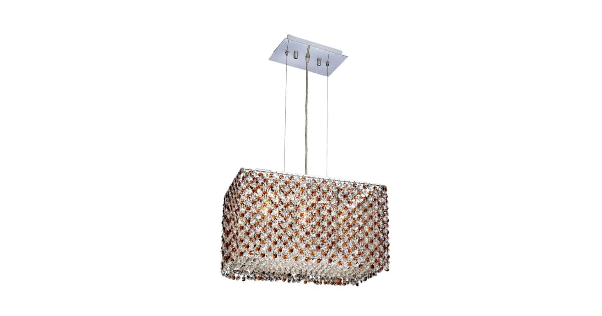 Elegant Lighting 1291D18C-TO/RC Moda 3-Light Crystal Pendant, Finished ...