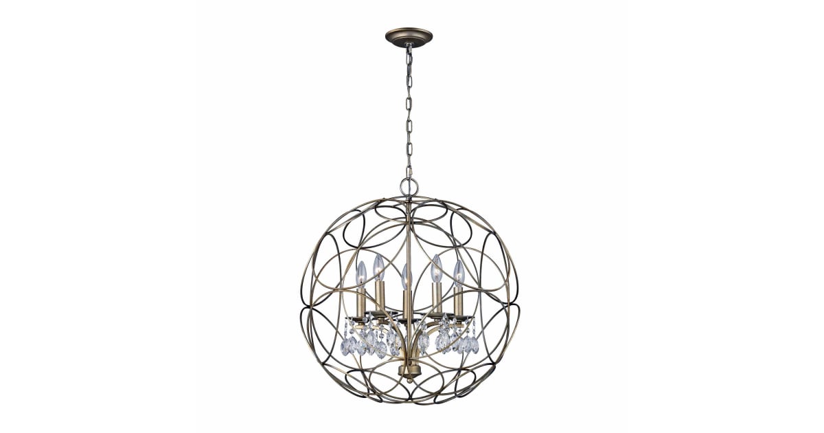 Elk Lighting 31806/5 5 Light 1 Tier Cage Chandelier with Crystal
