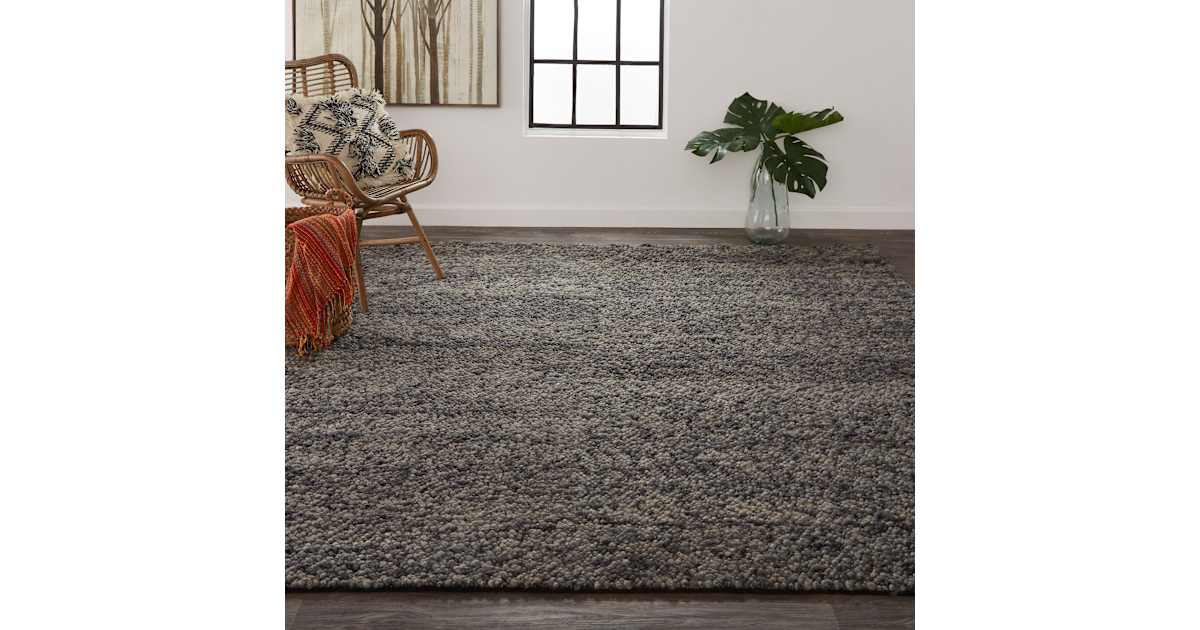 Tim Ferguson Rite Rug Feizy FZRG54998GYM Rugged 9-1/2' x 13-1/2' Wool Hand Woven Solid ...