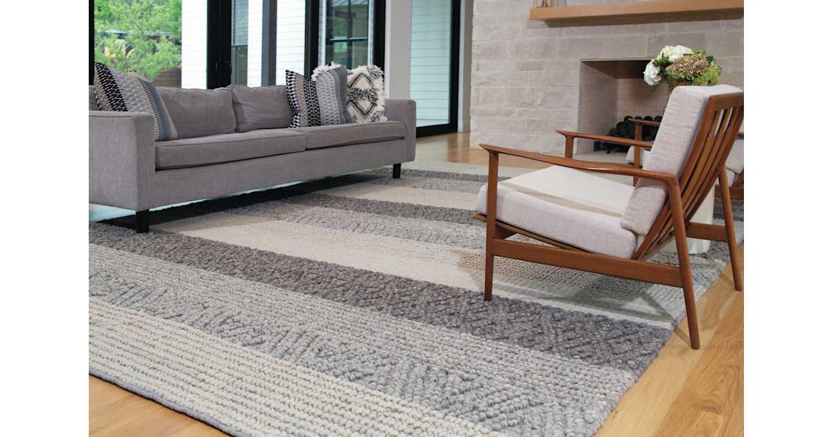 Tim Ferguson Rite Rug Feizy FZRG63439SM Thick Stripe 9-1/2' x 13-1/2' Wool Hand Woven Braided ...