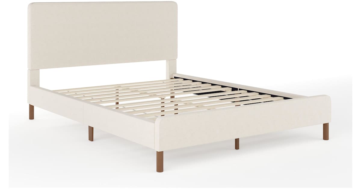 Flash Furniture TW-3WDB01B-Q-BG-MS Britta Queen Wooden Bed Frame with ...