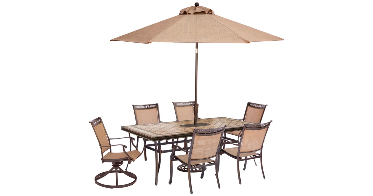 Hanover FNTDN7PCSWTN2-SU Fontana Seven Piece Aluminum Framed