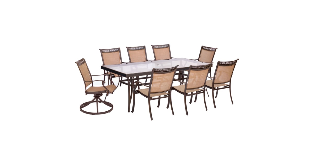 Hanover FNTDN9PCSWG-2 Fontana Nine Piece Aluminum Framed Fabric