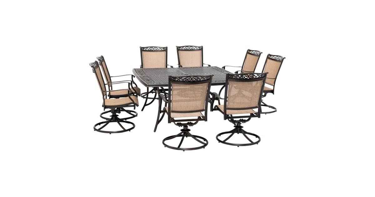 Hanover FNTDN9PCSWSQC Fontana 9 Piece Aluminum Framed PVC Build