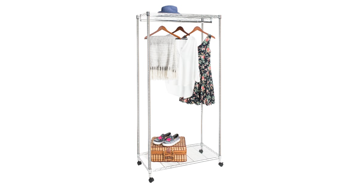 happimess HPM5016A Daisy 36 Inch Wide Steel Garment Rack with Two Tier ...