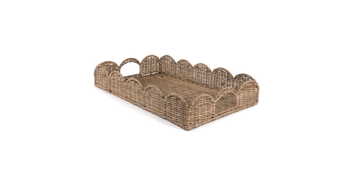 Vassoio Smerlato In Rattan Happimess – Intrecciato A Mano, 54,6 Cm, Con Manici, Naturale