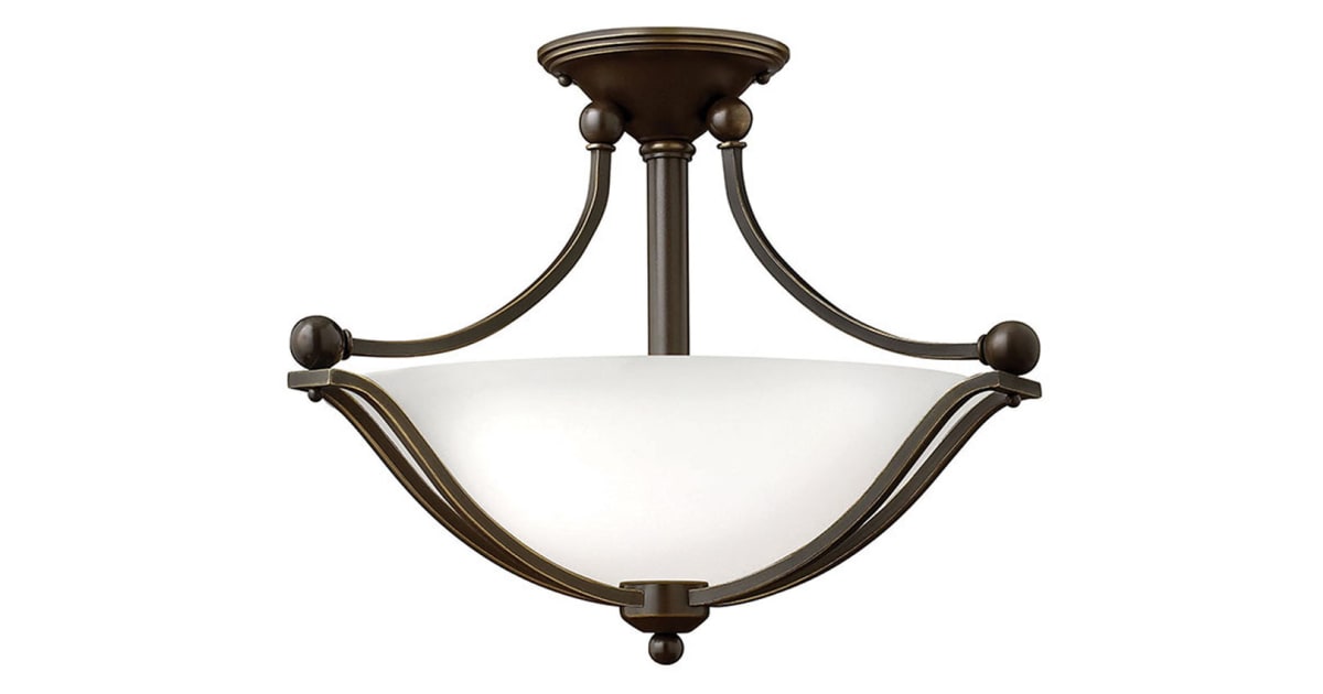 Hinkley Lighting 4651OB-OPAL 2 Light Indoor Semi-Flush Ceiling Fixture ...