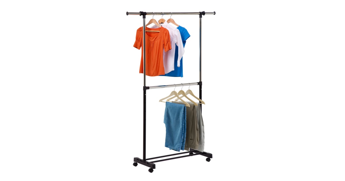 HoneyCanDo GAR01767 Adjustable Dual Bar Garment Rack