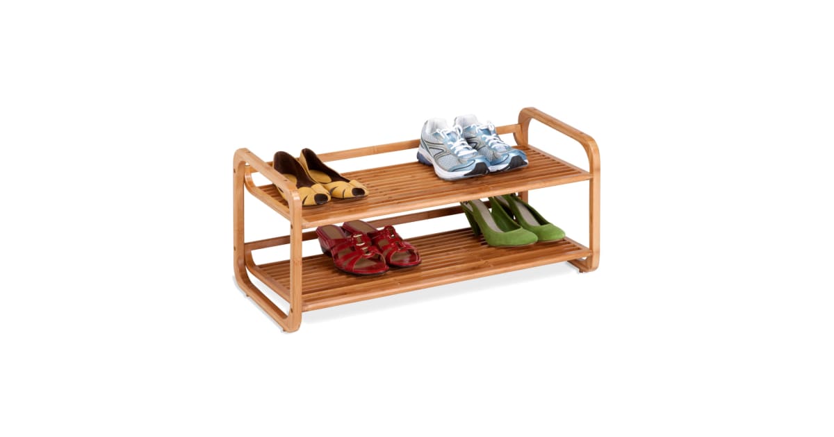 HoneyCanDo SHO01633 2Tier Bamboo Shoe Rack