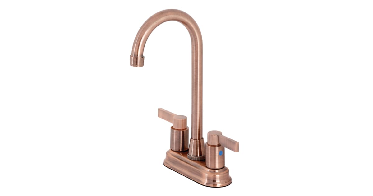 Kingston Brass NuvoFusion Bar Wasserhahn – Antikkupfer, 4-Zoll Lochabstand, 1,8 GPM Durchfluss