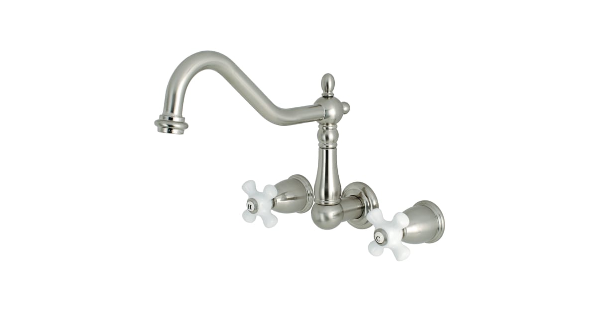 Kingston Brass KS1028PX Heritage Wannenfüller Zur Wandmontage – Gebürstetes Nickel, Aus Messing