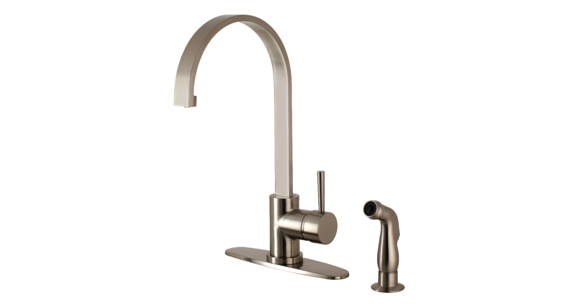 Kingston Brass LS8711DLSP Concord Single-Handle Kitchen Faucet with Side Sprayer 8 in Spout Reach Polished Chrome 