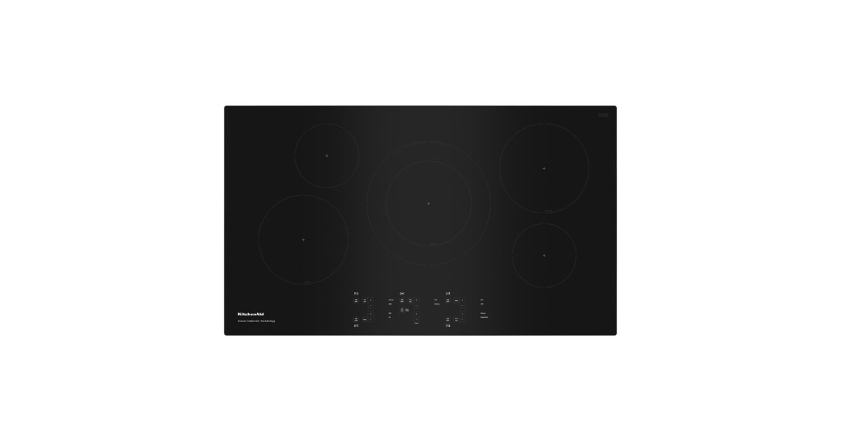 KitchenAid KICU568SBL 36 Induction Cooktop with 5 Cooking Zones,  Performance Boost Function and Electronic Touch Controls