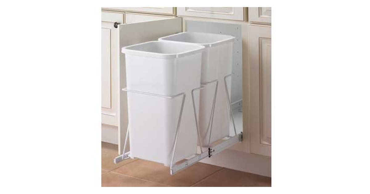 Knape and Vogt KVSCB12227W Bottom Mount Double Bin Trash