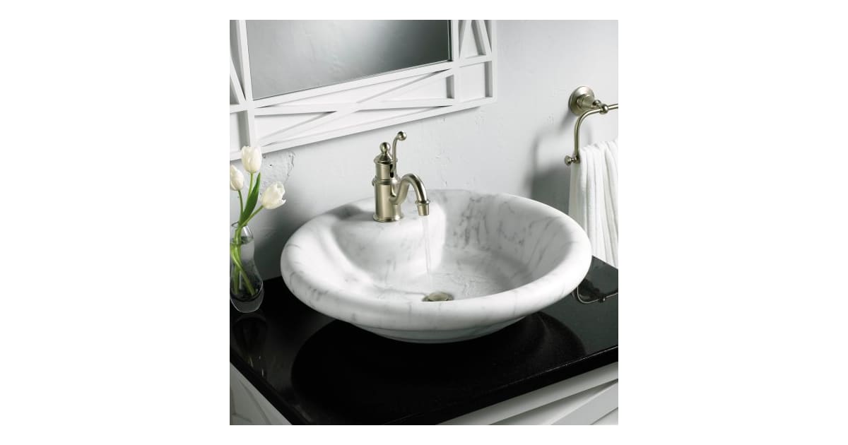 Kohler K-2333-1-WH Botticelli 16-3/8" Marble Vessel Sink with 1 Hole ...