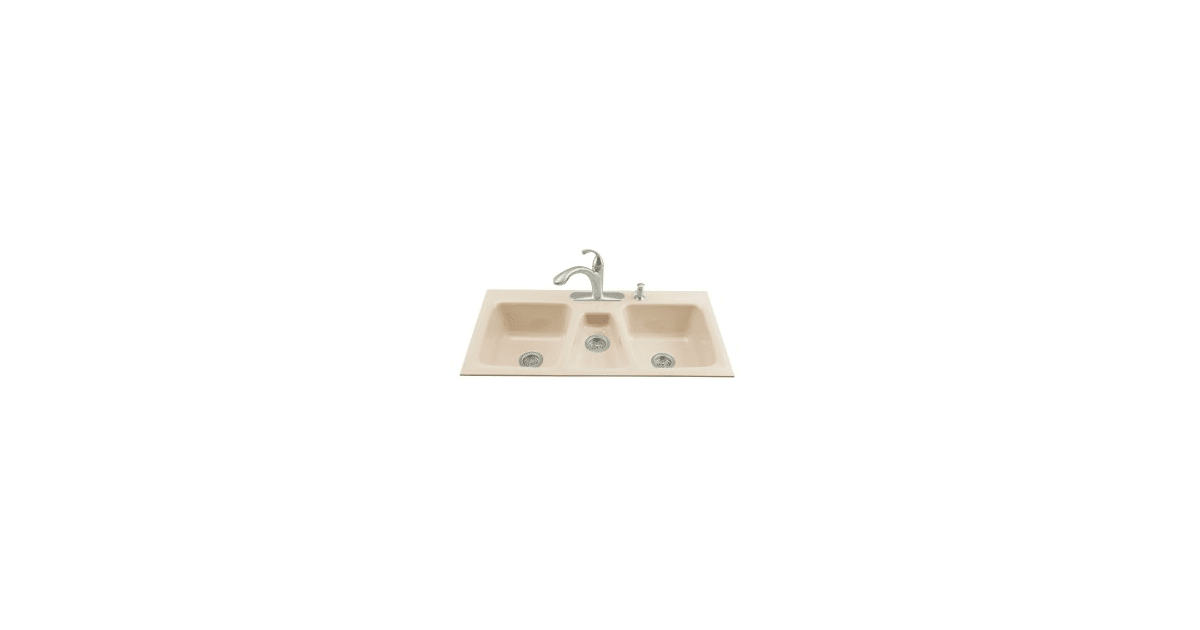 Kohler K5893547 Triple Basin Cast Iron Kitchen Sink