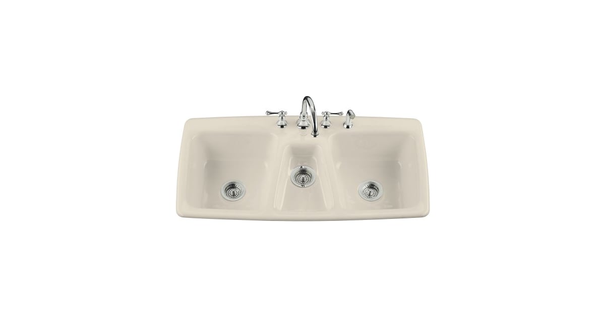 Kohler K5914547 Trieste 43" Triple Basin TopMount
