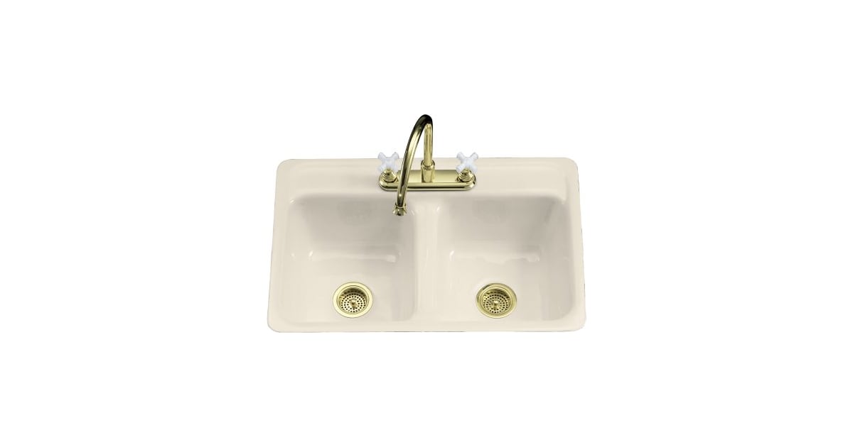 Kohler K5950347 Double Basin Cast Iron Kitchen Sink
