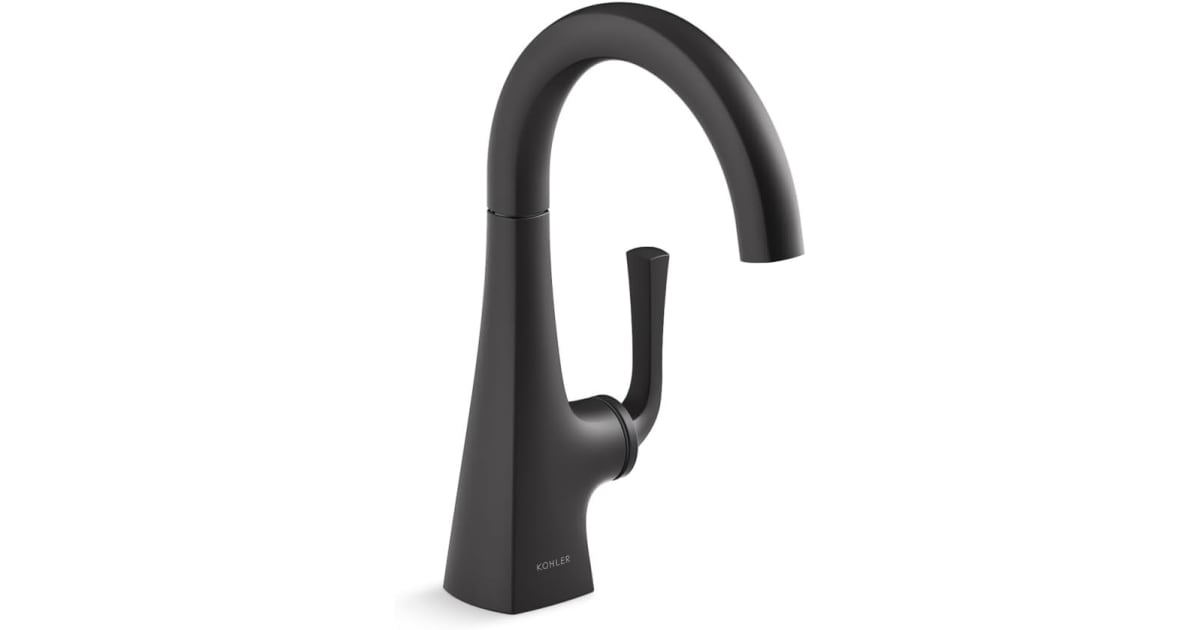 Kohler K-22066-BL Graze Küchenarmatur In Mattschwarz – Mit 360° Drehbarem Auslauf & Keramikventil – Hohe Durchflussmenge