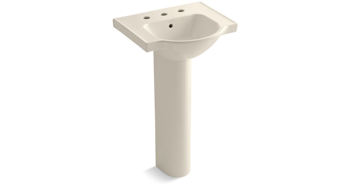 Kohler K5265847 Veer 21" Pedestal Bathroom Sink with 8"