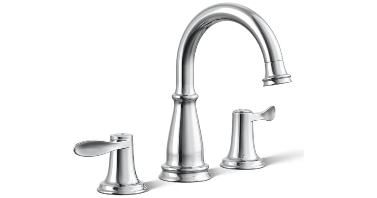 Kohler BELLERA Waschbeckenarmatur - Gebürstetes Nickel, 1,2 GPM, 2 Griffe - Mit Clicker-Ablauf Fürs Bad (passend Für 203-406 Mm Lochabstand)