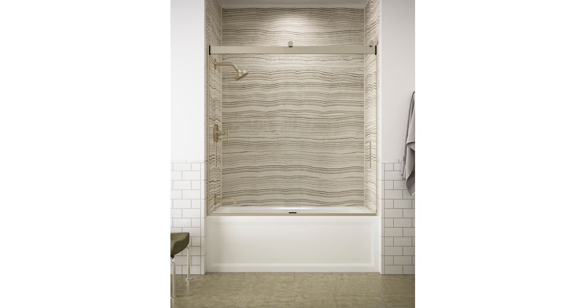 KOHLER Levity Duschwanmentür – Kristallklares Glas, Bright Silver Rahmen, Rahmenlos & Einfach Zu Installieren