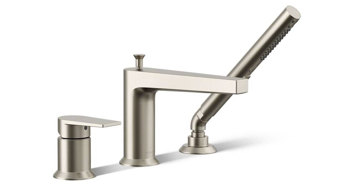 Kohler K-74032-4-BN Taut Deck Mounted Roman Tub Filler with Built-In ...