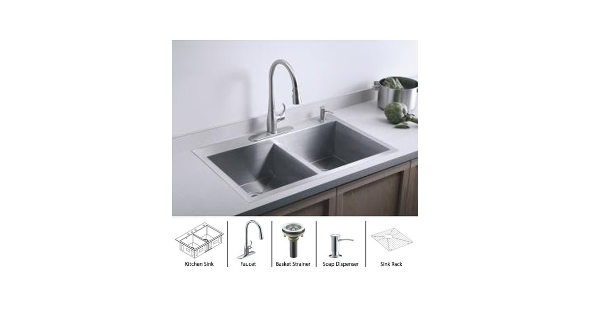 Kohler VaultK38203PackageCP Complete Kitchen Sink and