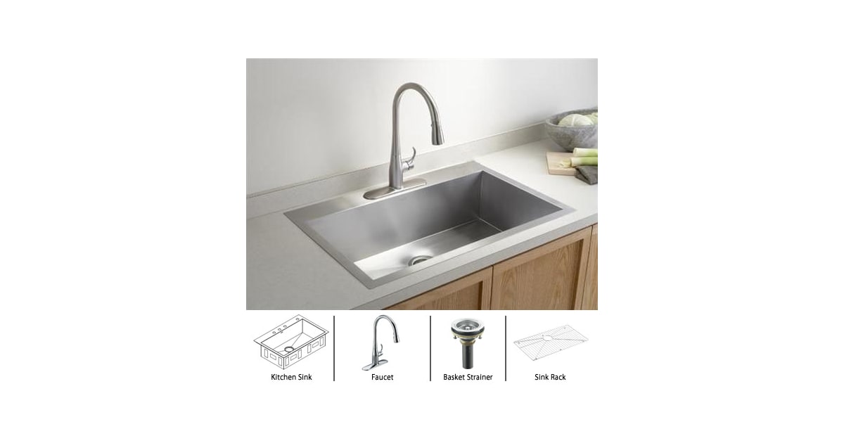 Kohler VaultK38211PackageCP Complete Kitchen Sink and