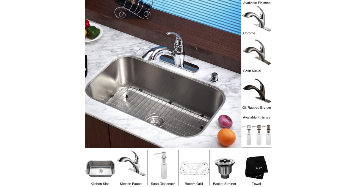 Kraus KBU14KPF2210KSD30CH Kitchen Combo 311/2"