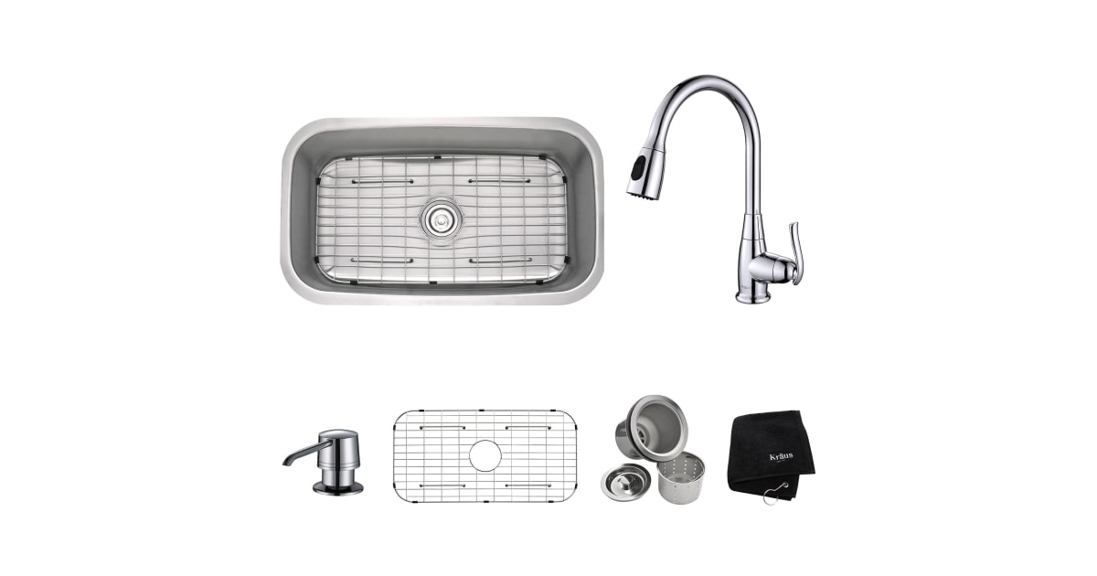 Kraus KBU14KPF2230KSD30CH Kitchen Combo 311/2"