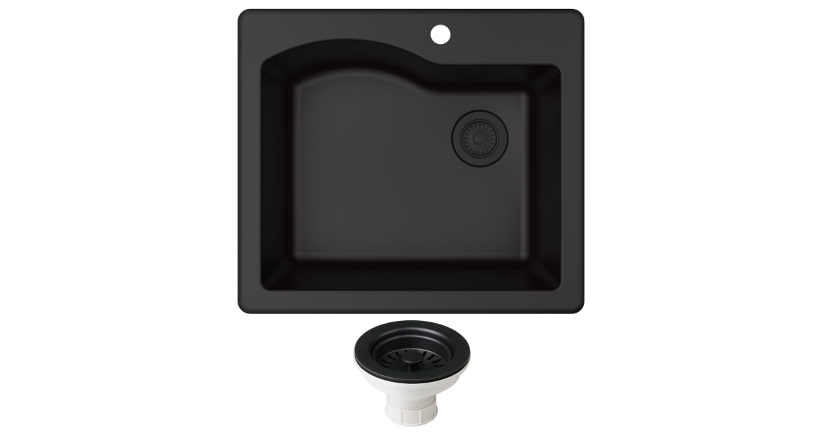 Kraus KGD441BLACKPST1BL Quarza 25" Undermount Single