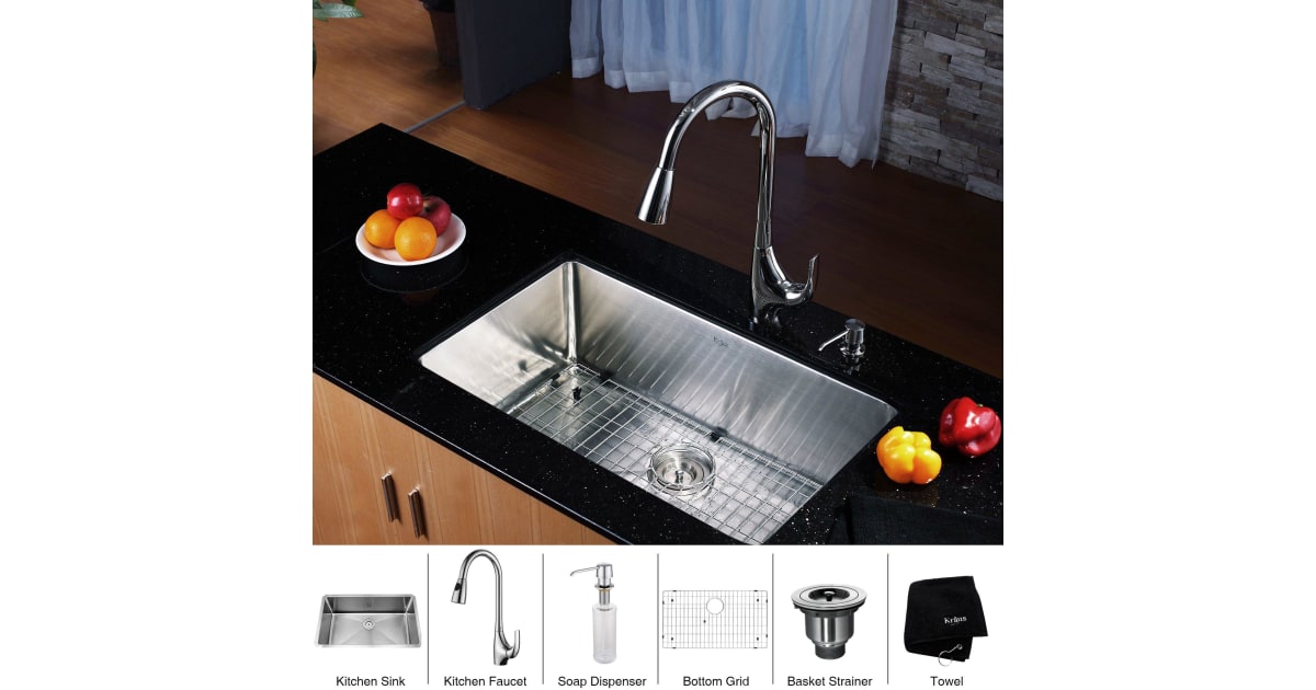 Kraus KHU10030KPF1621KSD30CH Kitchen Combo 30"