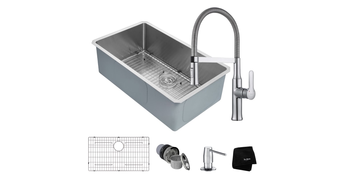 Kraus KHU100-32-1640-42CH Kitchen Sink Package: | Build.com