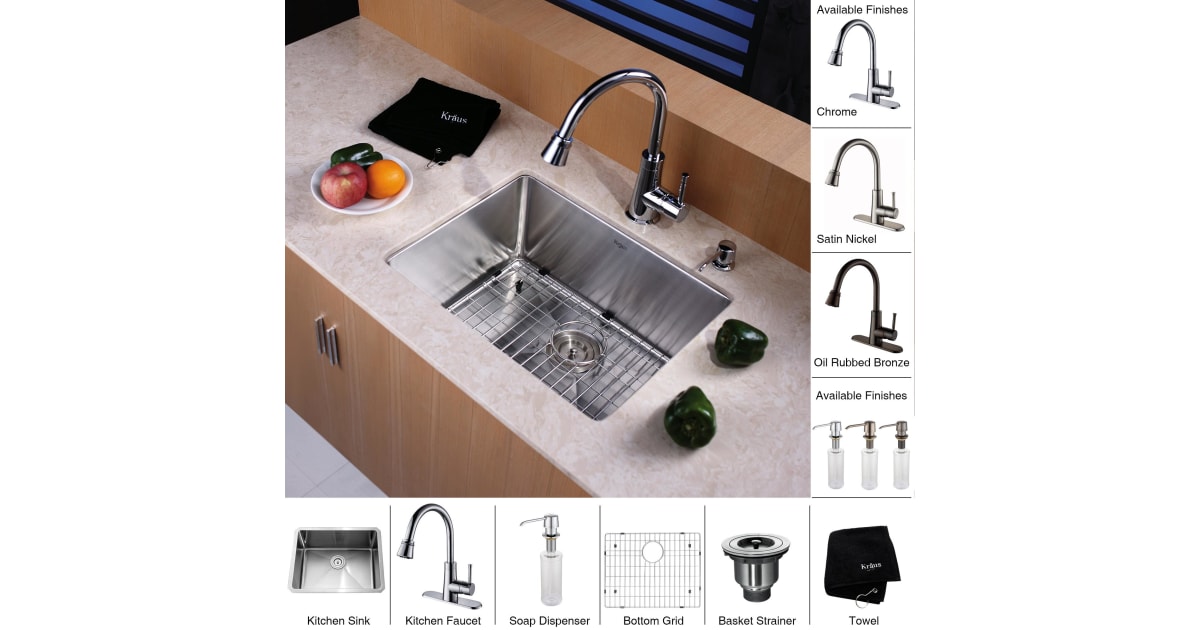 Kraus KHU10123KPF2220KSD30CH Kitchen Combo 23"