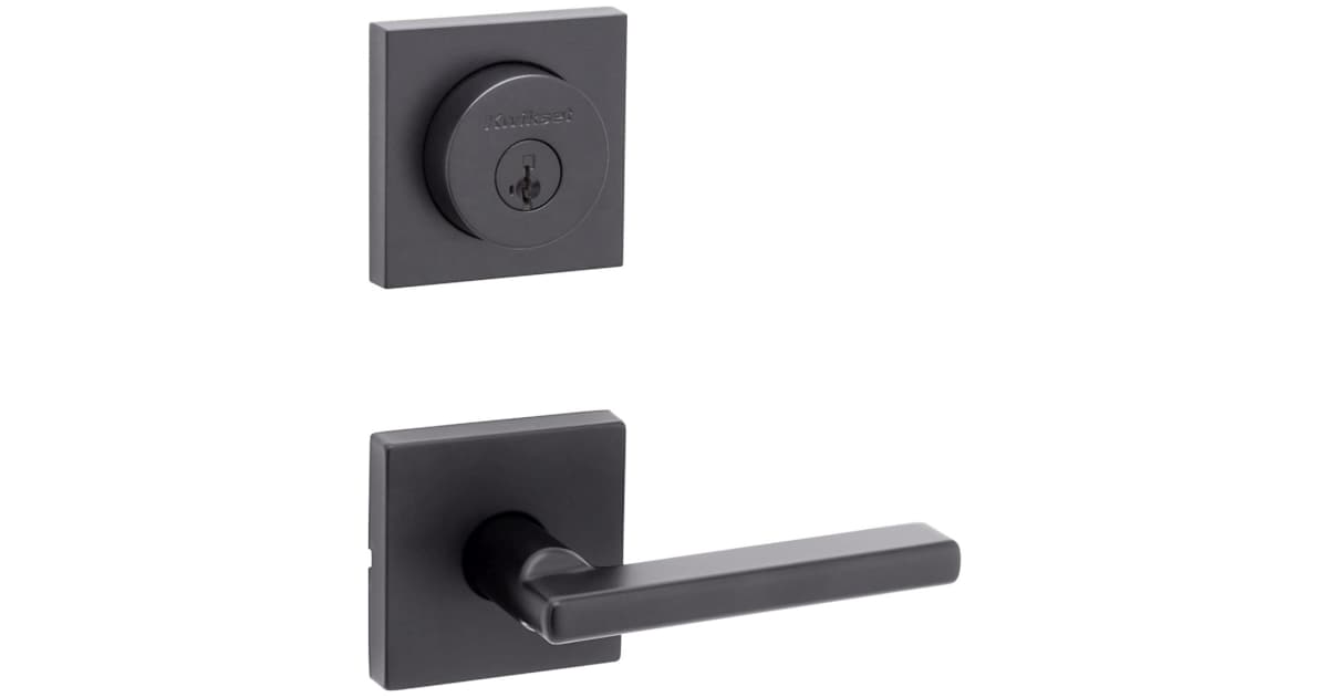 Kwikset 730HFLSQT-26D Halifax Serrure De Porte à Levier Avec Rosace Carrée Avec Loquet 6AL Et Gâche RCS Finition Chrome Satiné