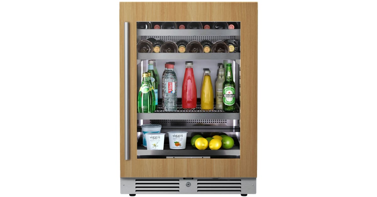 Landmark L3024UI1B-LH 24 inch Wide 147 Can Capacity Beverage Cooler with Alternating (Blue White Amber) LED Lighting Door Alarm Touch Control