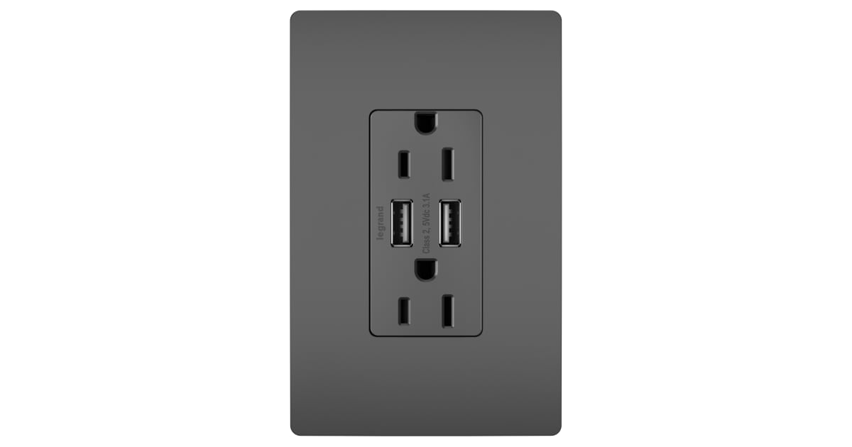 Pass & Seymour radiant TM826USBWCCV6 USB Charger Outlets with Duplex Tamper-Resistant 15A Wall Power Outlets for Charging Smartphones & Tablets White Legrand-Pass & Seymour Legrand 