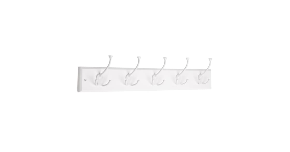 Liberty Hardware 129847 18-Inch Coat and Hat Rail/Rack with 4 Heavy Duty  Hooks, White and White