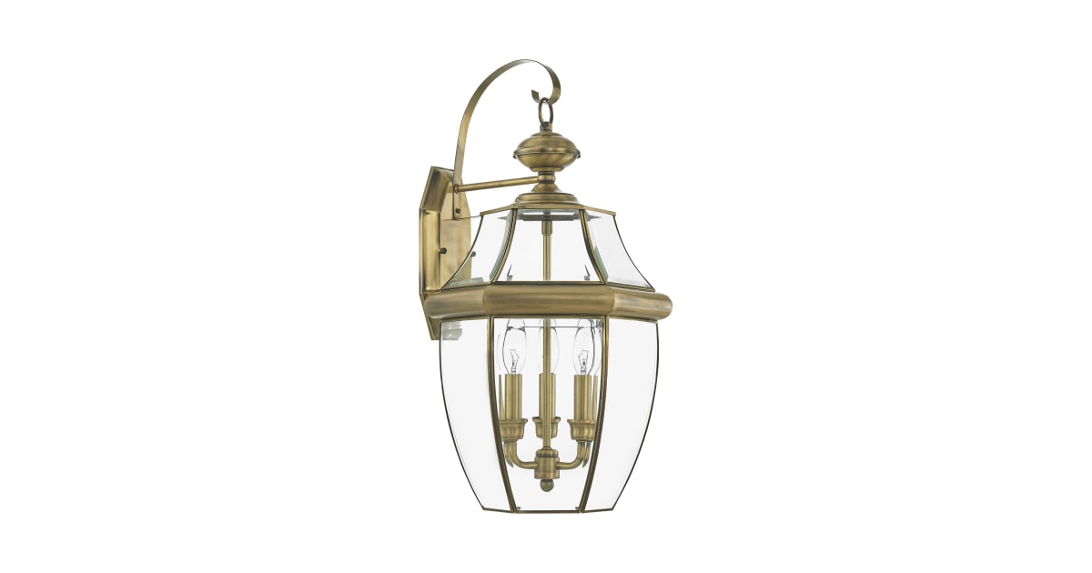 Livex Lighting Outdoor Wall Lantern - Antique Brass With Clear Beveled Glass
